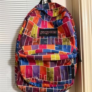 JanSport Rare Y2K Multicolor Backpack 90s print